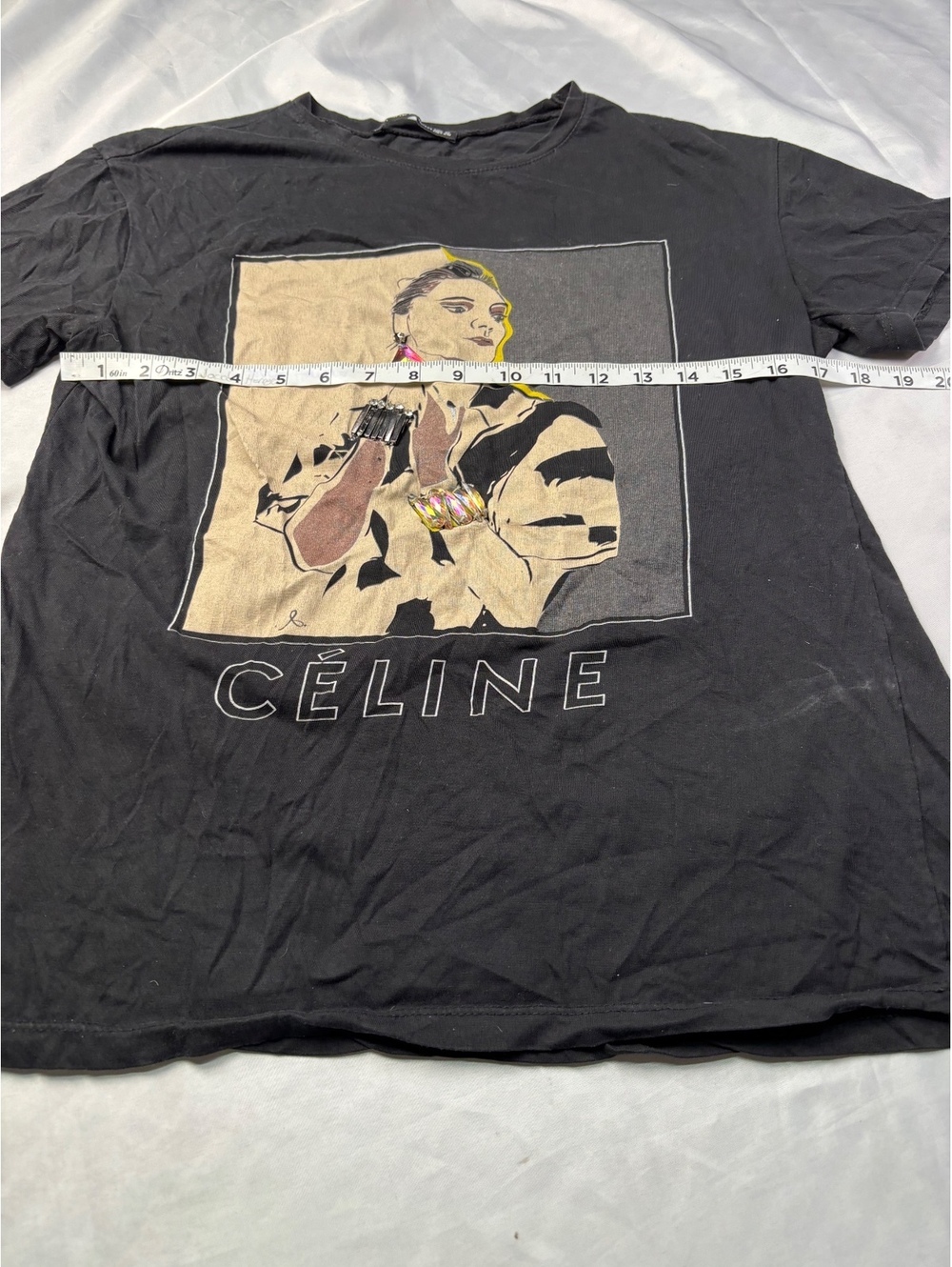 Pink Poem Black Graphic T-Shirt with Céline Print and Embell - Picture 7 of 10